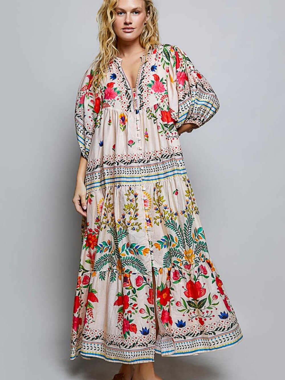 POL Multi Print Kaftan Maxi Dress - Picture 6 of 6